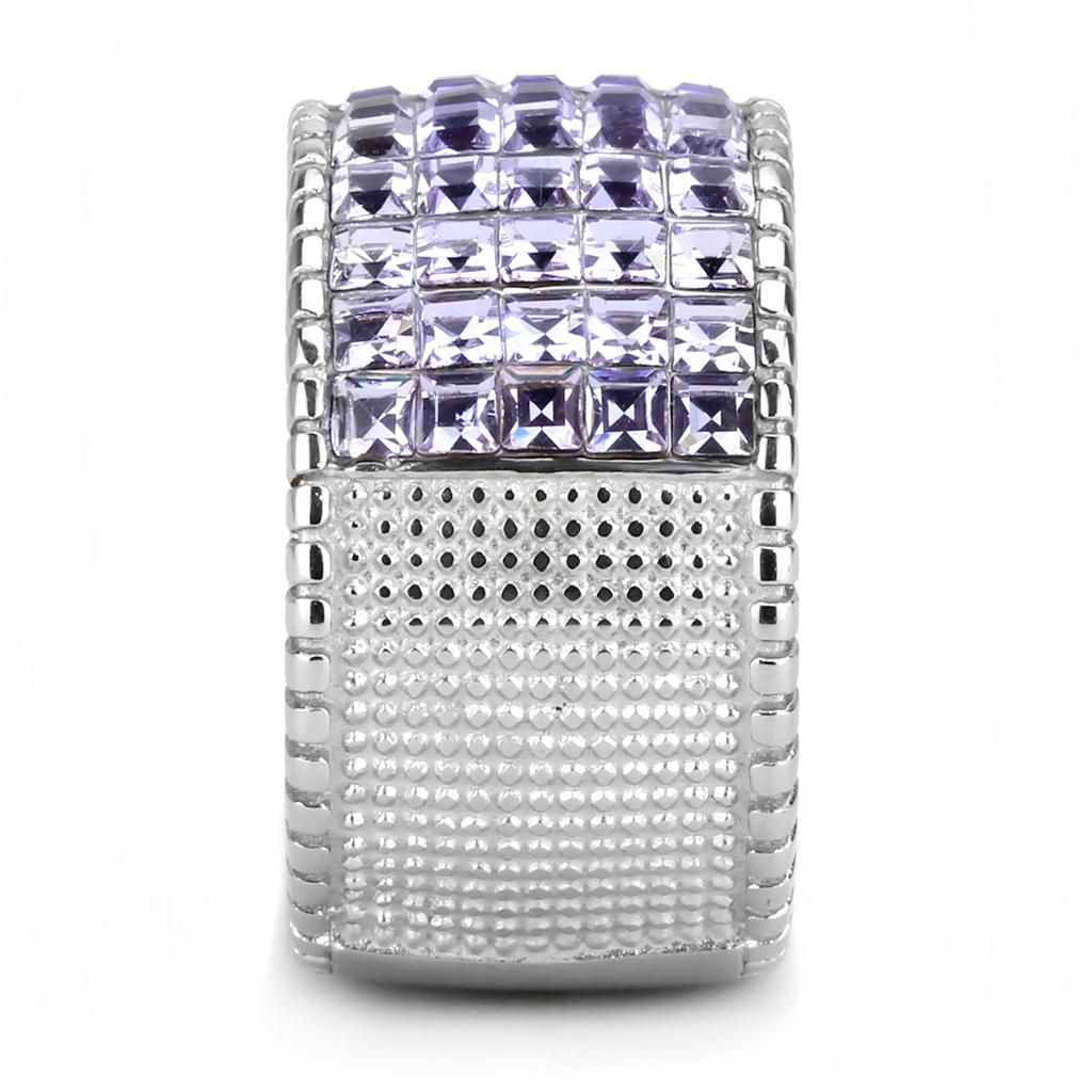 TK3703 - High polished (no plating) Stainless Steel Ring with Top Grade Crystal in Multi Color