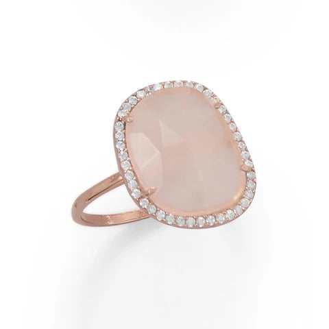Blush Halo Rose Quartz Ring