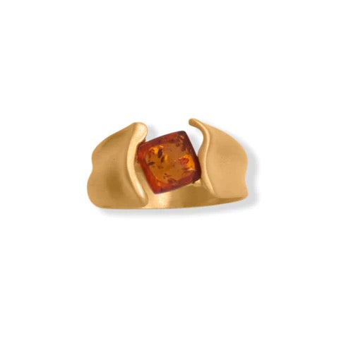 Matte Square Amber Ring