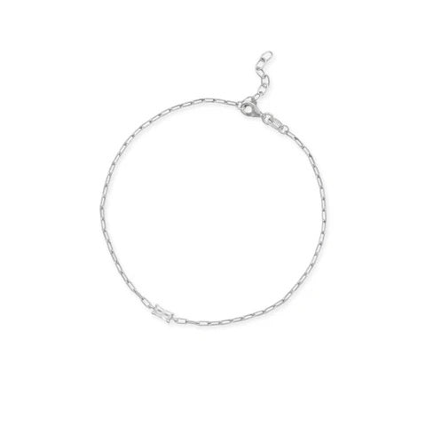Silver Starlight Baguette Anklet