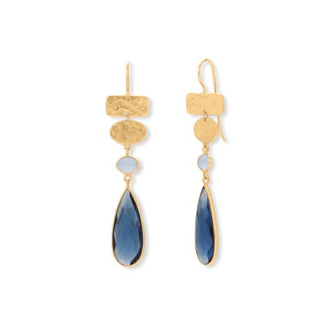 Blue Radiance Chalcedony & Glass Drop Earrings
