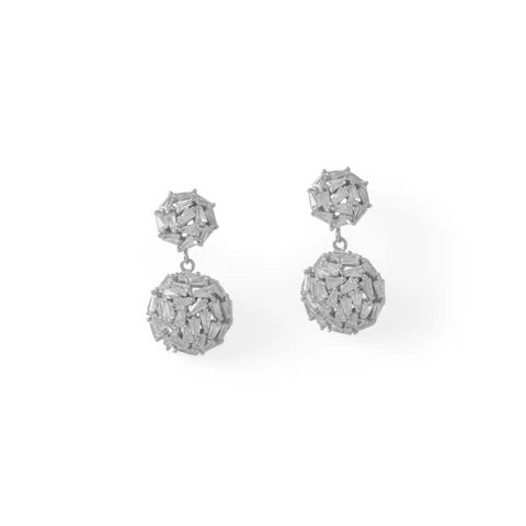 Celeste Baguette Dome Drop Earrings