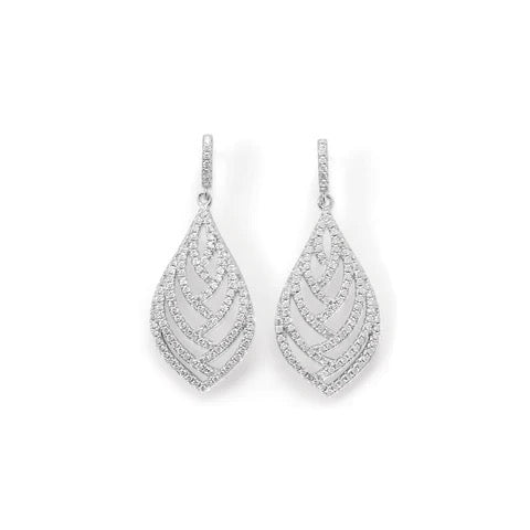 Celestia Leaf CZ Drop Earrings