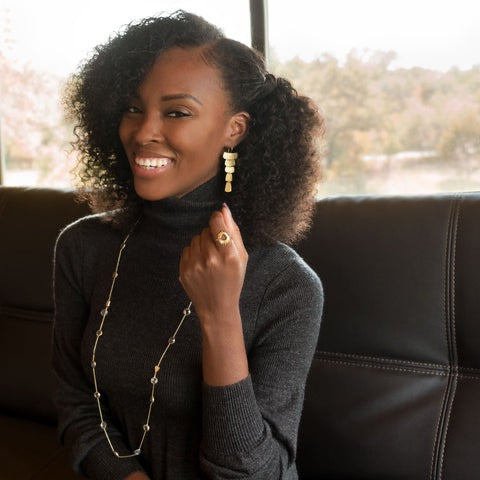 Golden Cascade Textured Drop Earrings