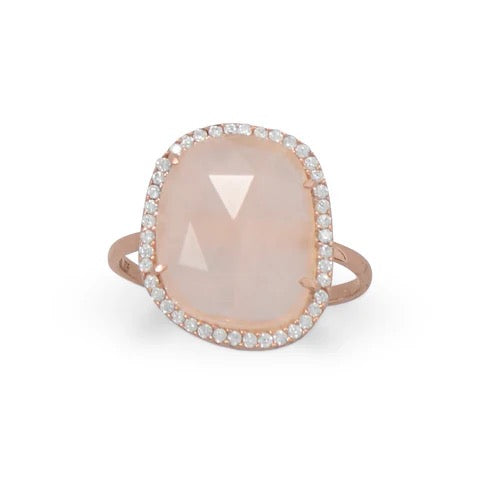 Blush Halo Rose Quartz Ring