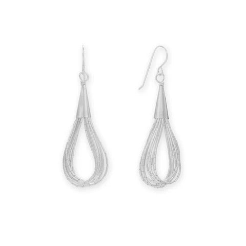 10-Strand Liquid Silver Loop Earrings