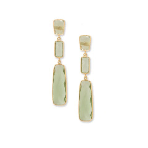 Celestial Green 14 Karat Gold Plated Prasiolite Drop Earrings