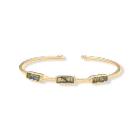 Verdant Muse Moss Agate Cuff