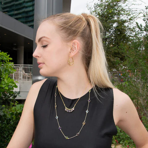 Amethyst Arc Drop Necklace